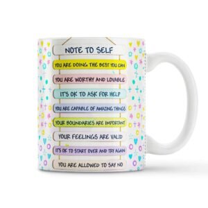 Note To Self Ceramic Mug Gift for Friends Office Self Love
