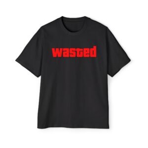 Wasted Graphic Printed Oversized Black T-Shirt